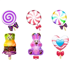 Candyland Lollipop & Gummy Bear Cutout Set